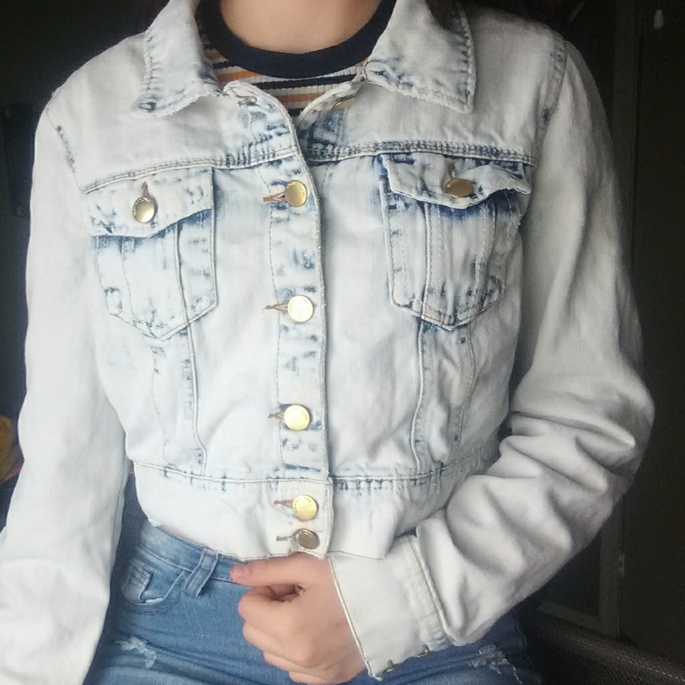 White and Blue Denim Jacket